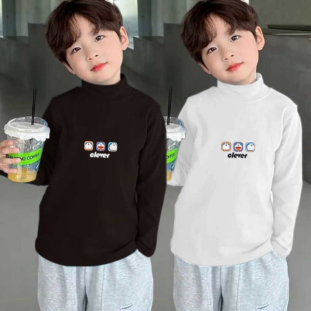 儿童打底衣男童打底衫半高领保暖上衣中大童秋冬内搭德绒磨毛长袖