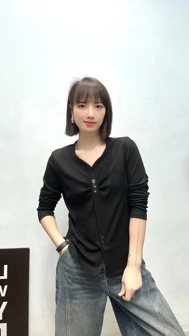 A08秋季时尚气质显瘦长袖上衣