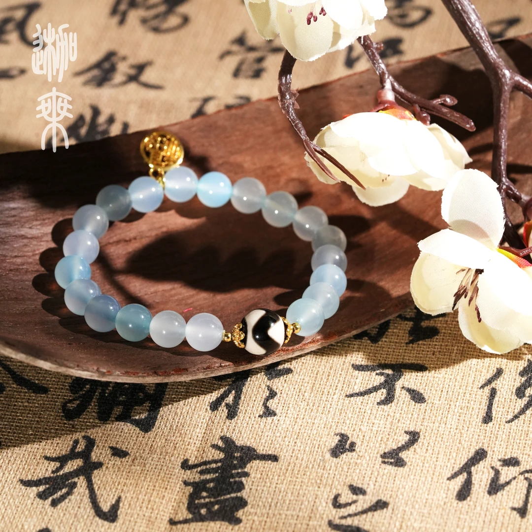 【迦乘】牙牙海蓝宝玛瑙手串（多样性发一条）