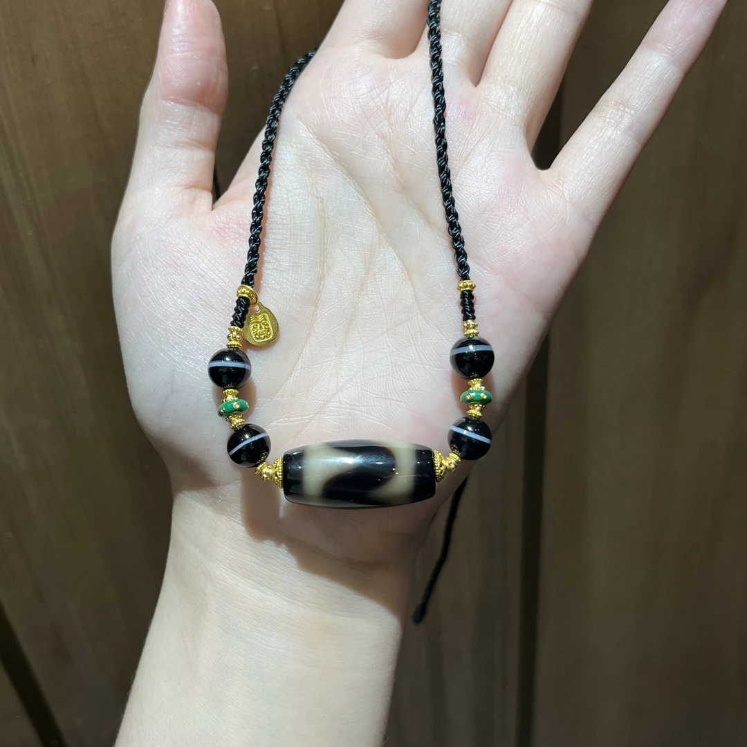 【迦乘】曲贡灰皮牙牙玛瑙项链1325（多样性发一条）