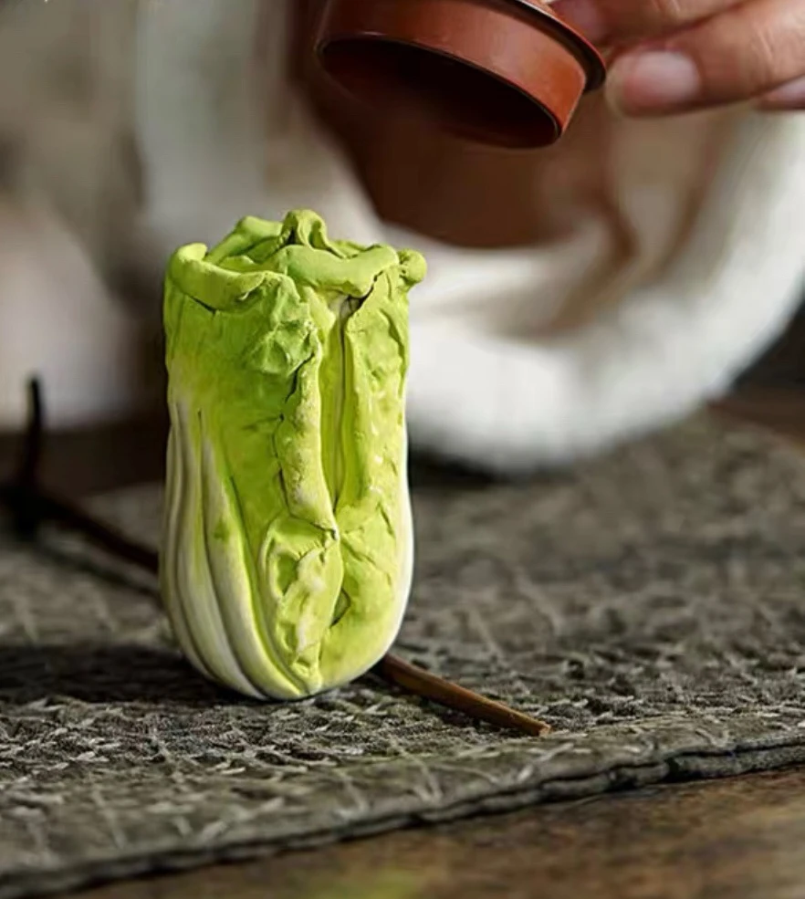 宜兴原矿紫砂白菜茶宠摆件创意个性茶桌茶台摆件茶室茶玩摆设