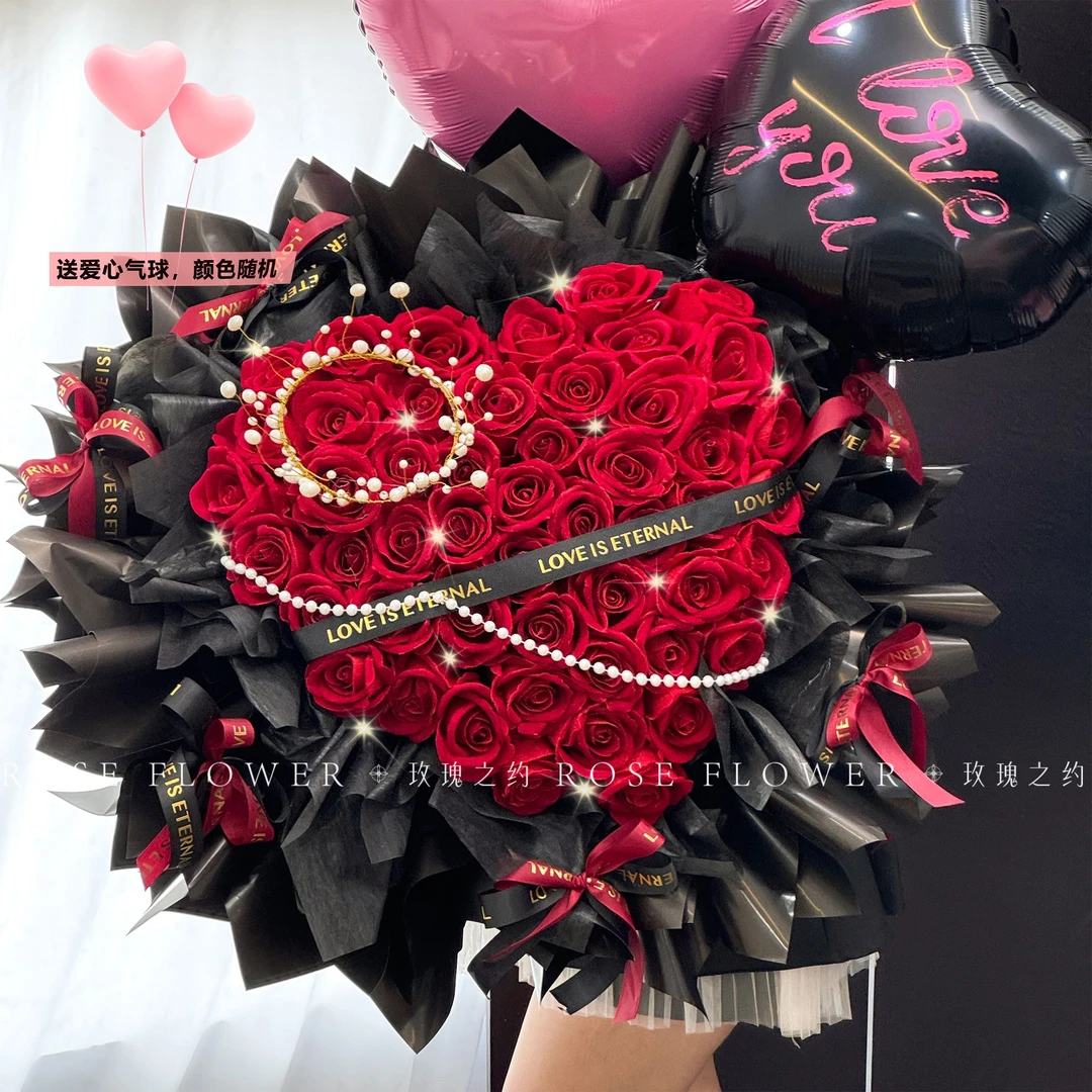 钟爱一生-52朵红玫瑰鲜花束大花束表白用花纪念日花束送老婆送女友花店上门同城配送