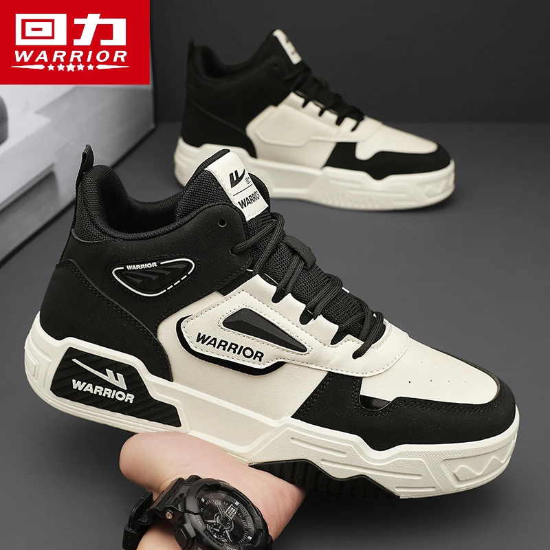 回力男鞋高帮板鞋夏季黑白熊猫2025新款休闲运动百搭面包小众潮鞋