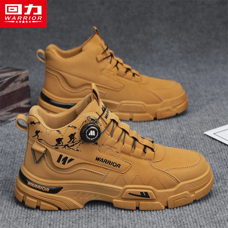 回力男鞋大黄靴马丁靴夏季2025新款劳保防滑工装户外运动旋钮厚底