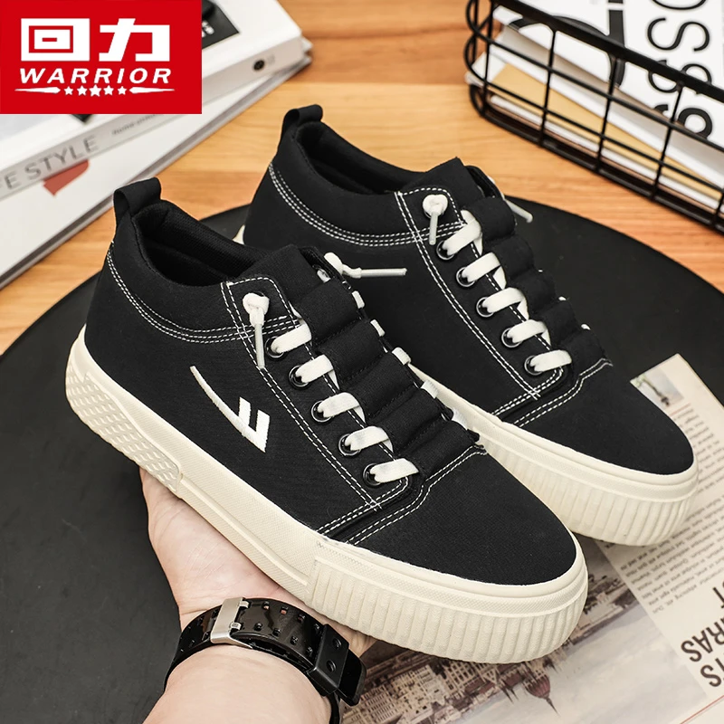 回力帆布鞋男士黑色2025新款夏季休闲运动经典防滑板鞋一脚蹬潮鞋