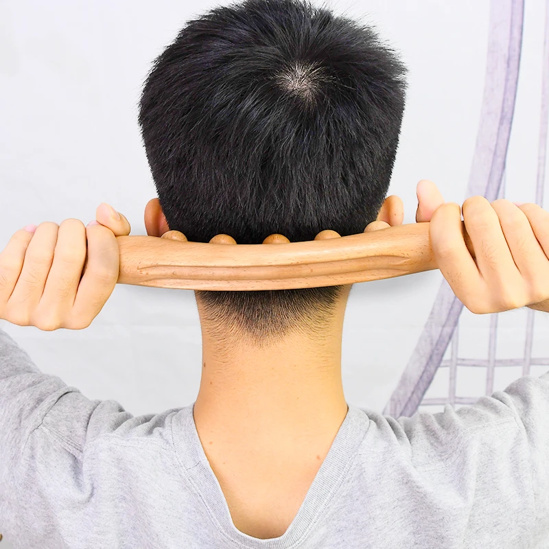 艾渼琦五珠实木擀筋棒刮/痧按摩肩颈疏通美容院家用全身通用棒棍