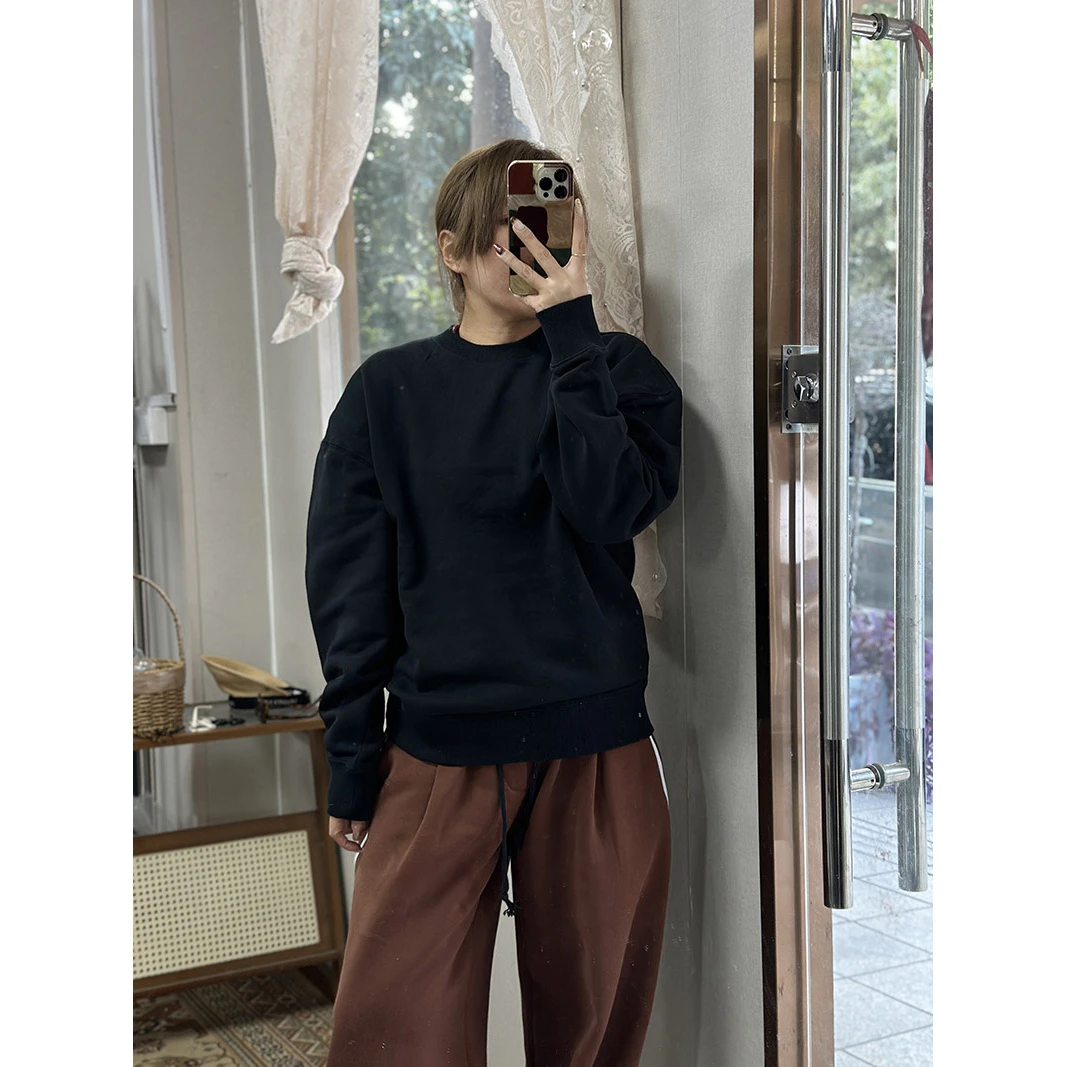 ZM2203秋冬新款宽松加绒圆领卫衣