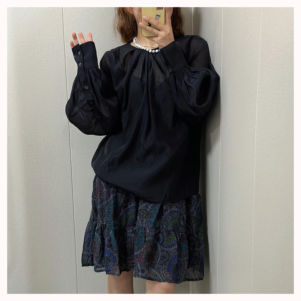 ML11521   夏季新款纯色宽松长袖女士休闲防晒衬衫薄款