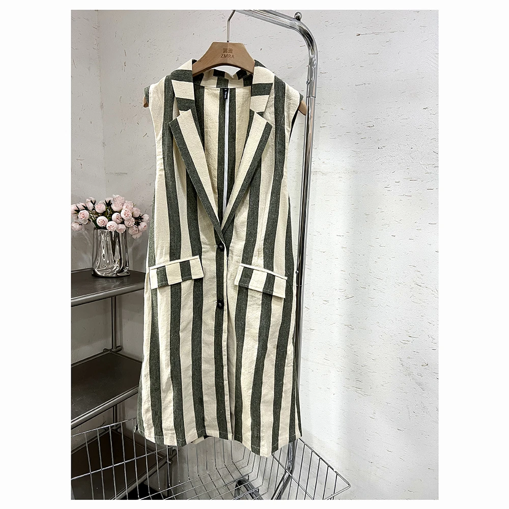 ZX010   春季新款宽松中长款排扣开衫马甲