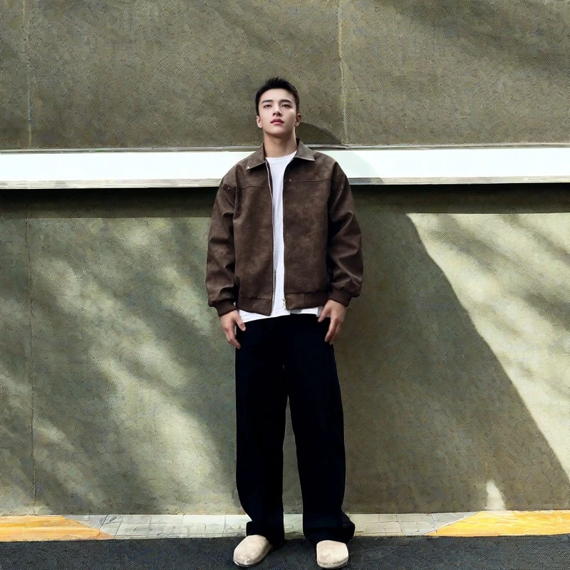 美式复古铆钉夹克2024春秋外套做旧皮衣男cleanfit上衣休闲男外套
