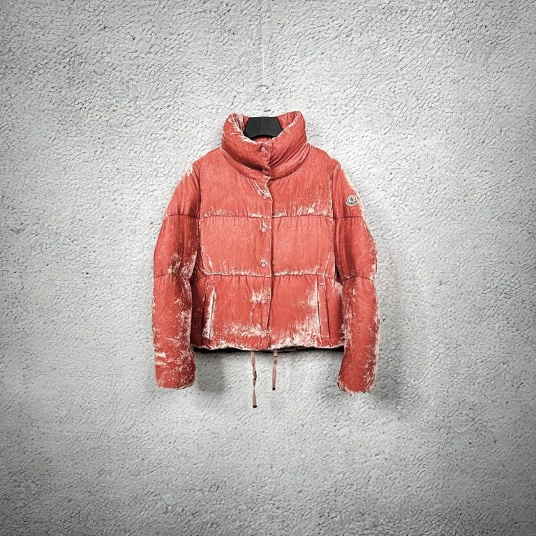 98 Moncler 蒙口/盟可睐 肉粉色短款丝绒立领羽绒服外套/2码