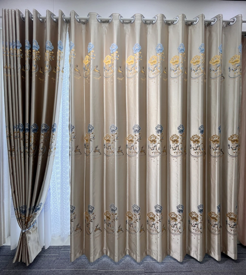 【牡丹奶茶色】高精密遮光隔热成品窗帘