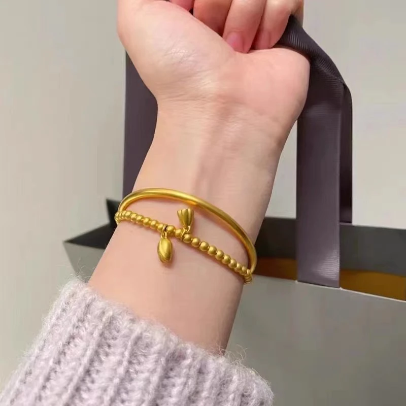 钛钢手镯 不掉色复古古法手镯轻奢百搭高档感J101