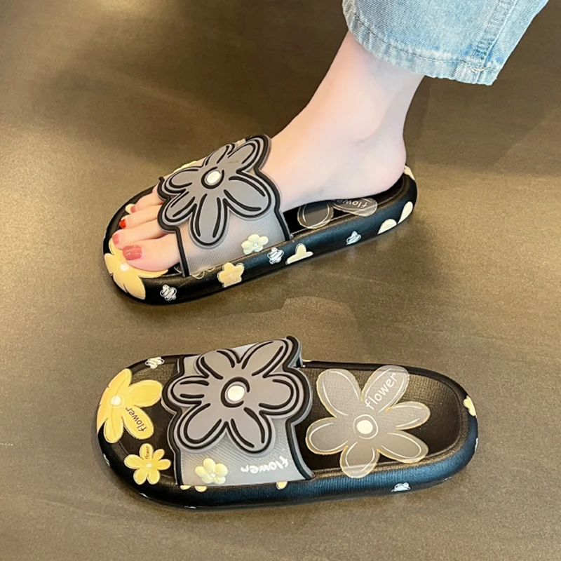 踩屎感拖鞋女夏外穿网红ins风厚底一字拖室内洗澡防滑软底凉拖鞋