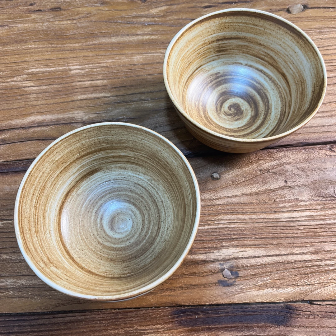 陶乐记折边5.5英寸饭碗日式家用粗陶小碗侘寂风陶瓷餐具