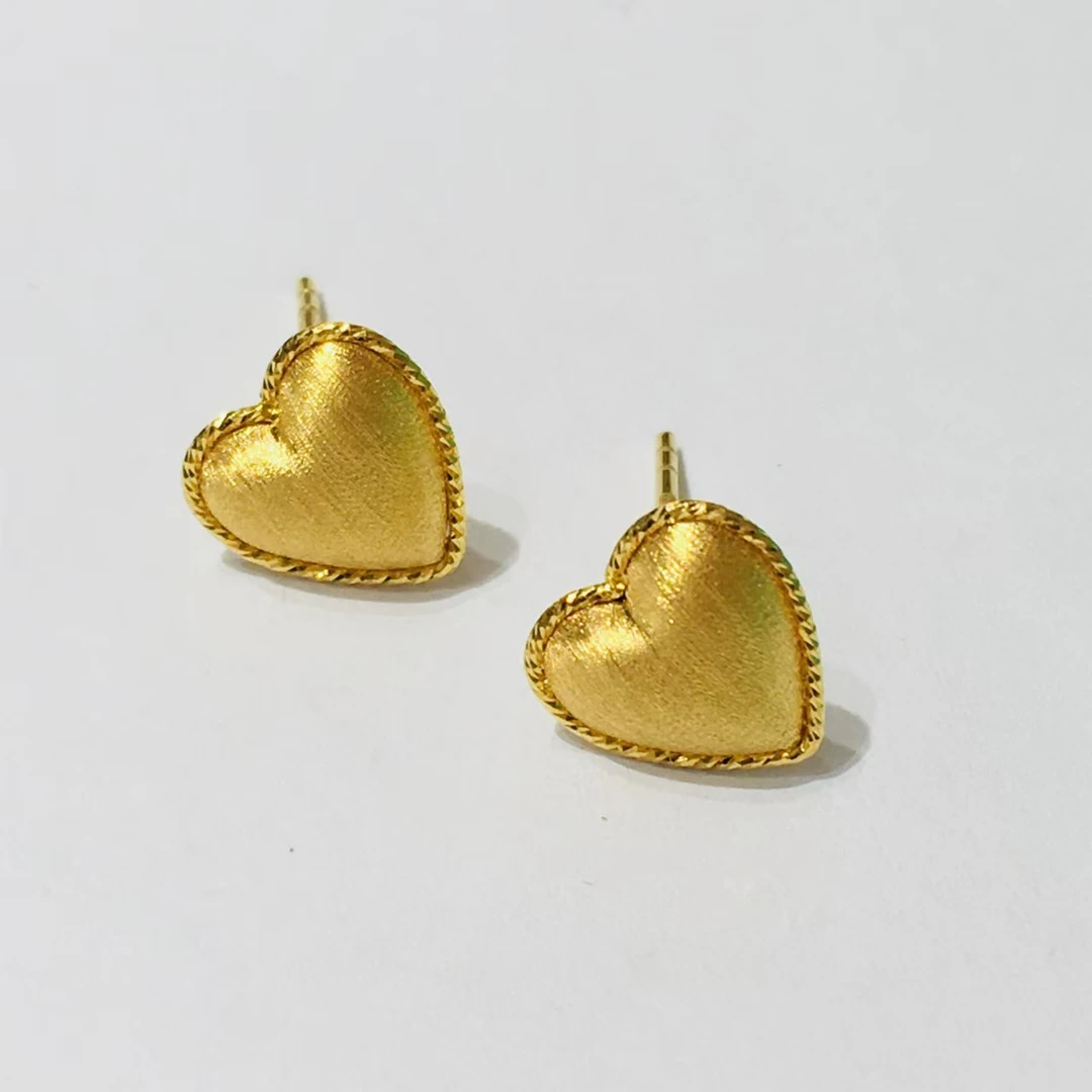 黄金足金999爱心耳饰