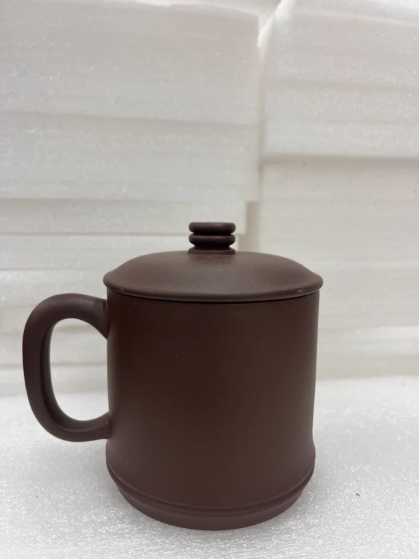 原矿紫砂全手工紫砂盖杯黑墩头泥料