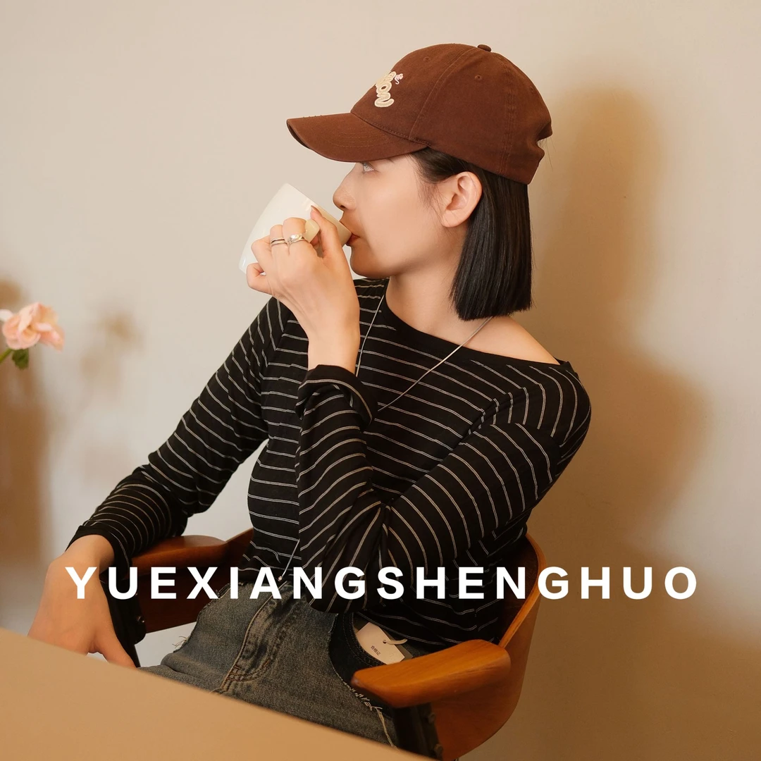 女装细条纹圆领长袖T恤202455