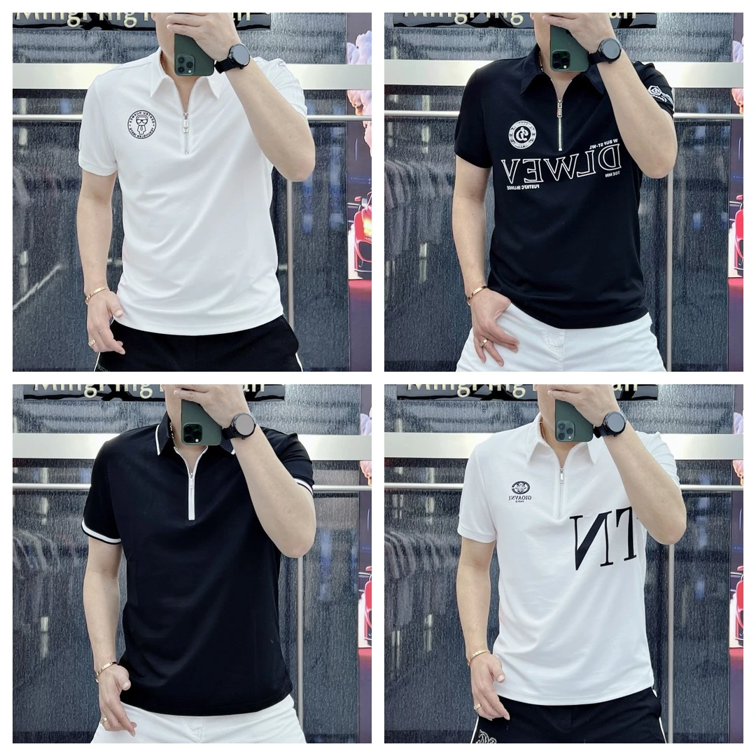 多款自选翻领时尚男士夏季潮流透气宽松修身时尚翻领百搭短袖潮
