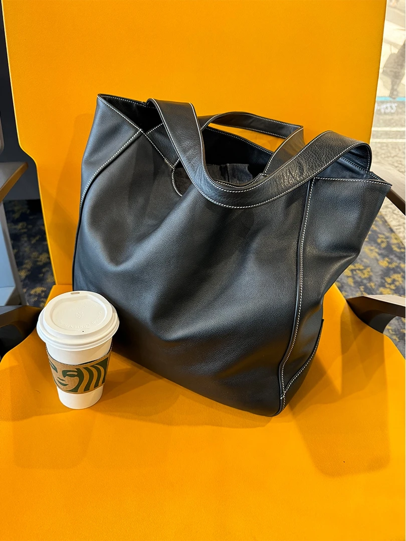 UNISOUL 高端进口头层牛皮慵懒松弛风托特包大容量手提包 0019