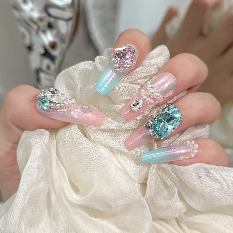 【梦幻人鱼】施华洛贴钻穿戴甲必入款梦幻色彩满满少女心美甲贴