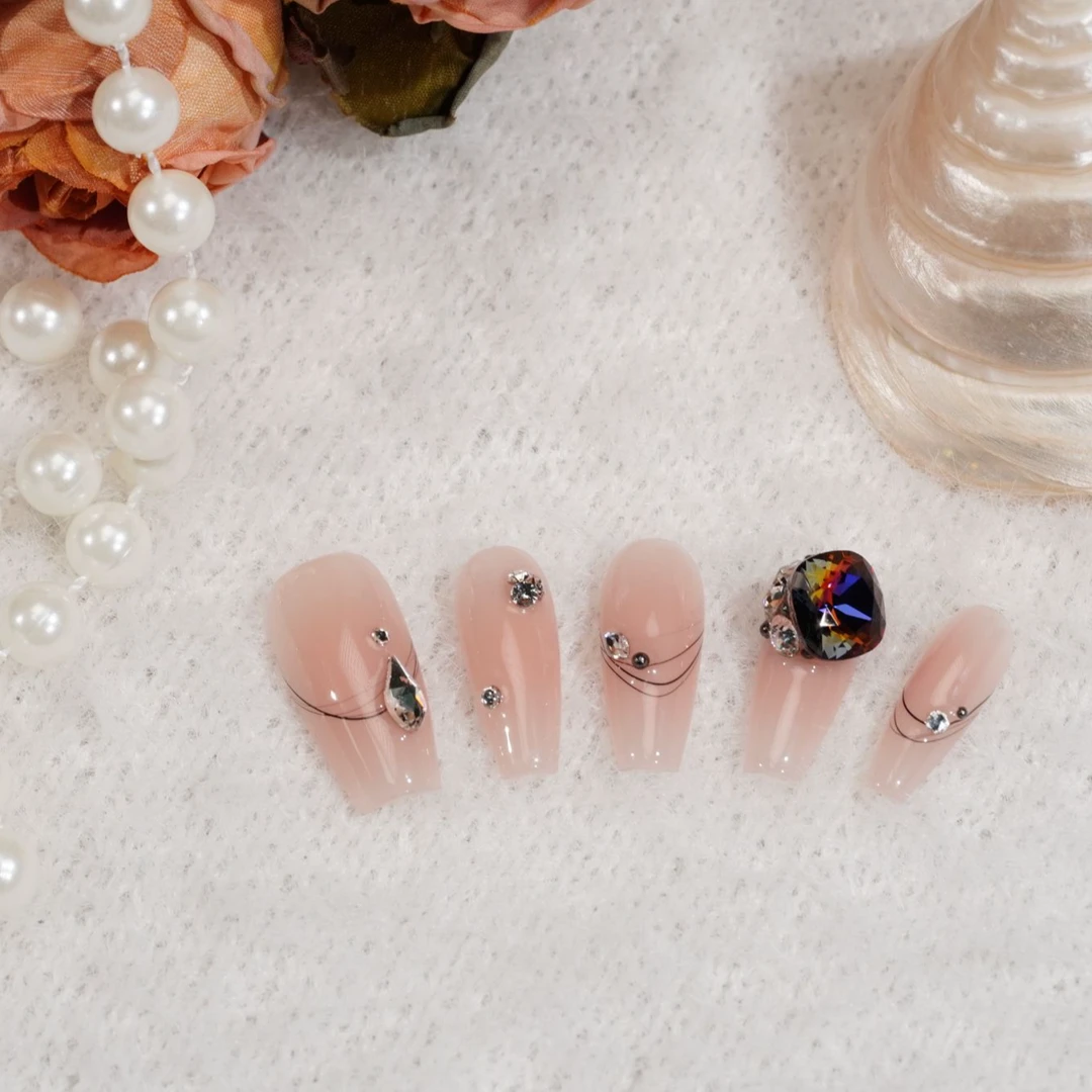 【酒香杨梅】全华施华洛华子火山色圣诞款满钻长款显白穿戴甲