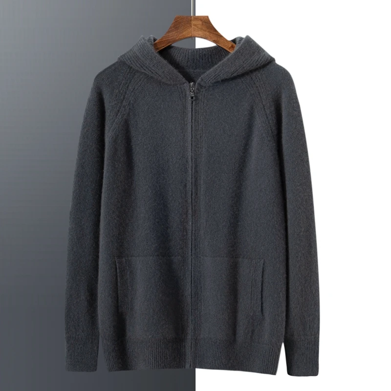 MY048男士LP同款百分百山羊绒针织衫纯色加厚款百搭休闲连帽保暖