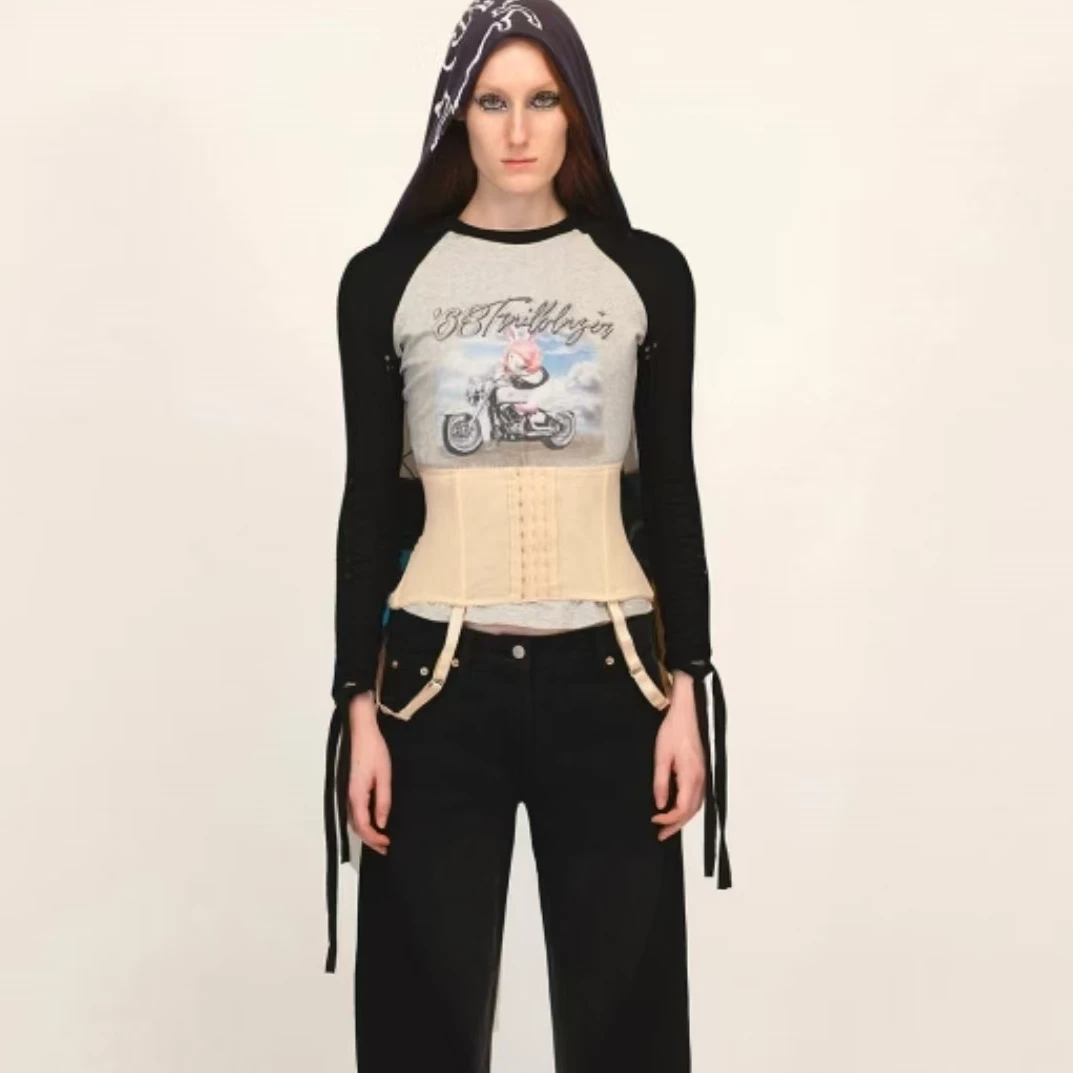 TRINITE设计师品牌[output]机车兔编织弹力九分插肩袖T恤