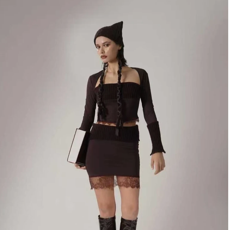 ZEMETA 设计师品牌【output】栗色针织上衣