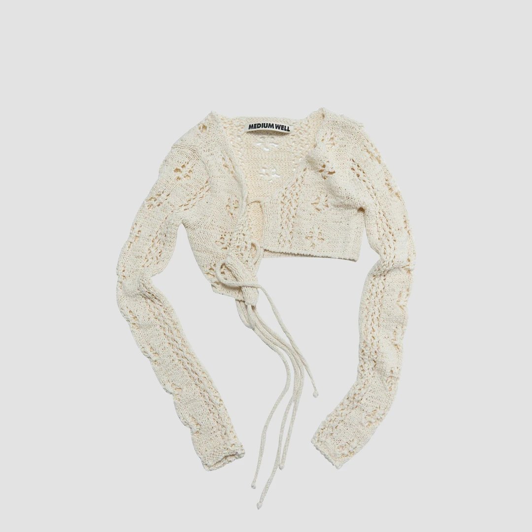 MEDIUM WELL设计师品牌「output」24 春夏新品  镂空系带毛衣开衫