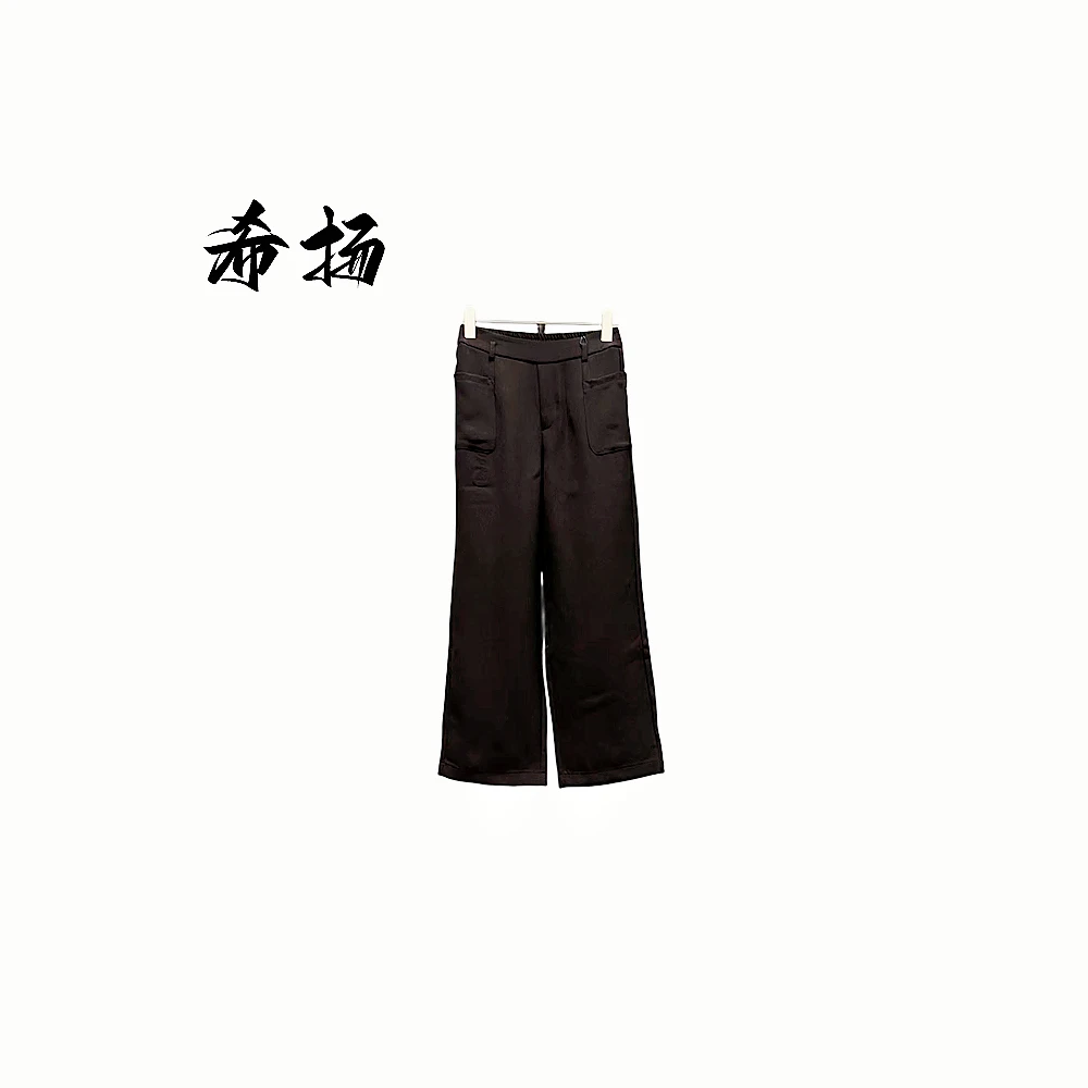 6907小个子透气时尚 黑色气质高腰阔腿裤休闲设计师