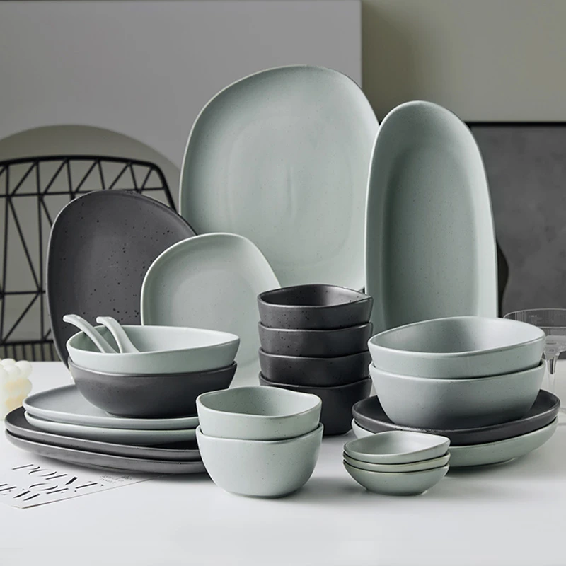 即物卡伦家用乔迁送礼不规则陶瓷餐具套装新中式加厚耐高温防掉色