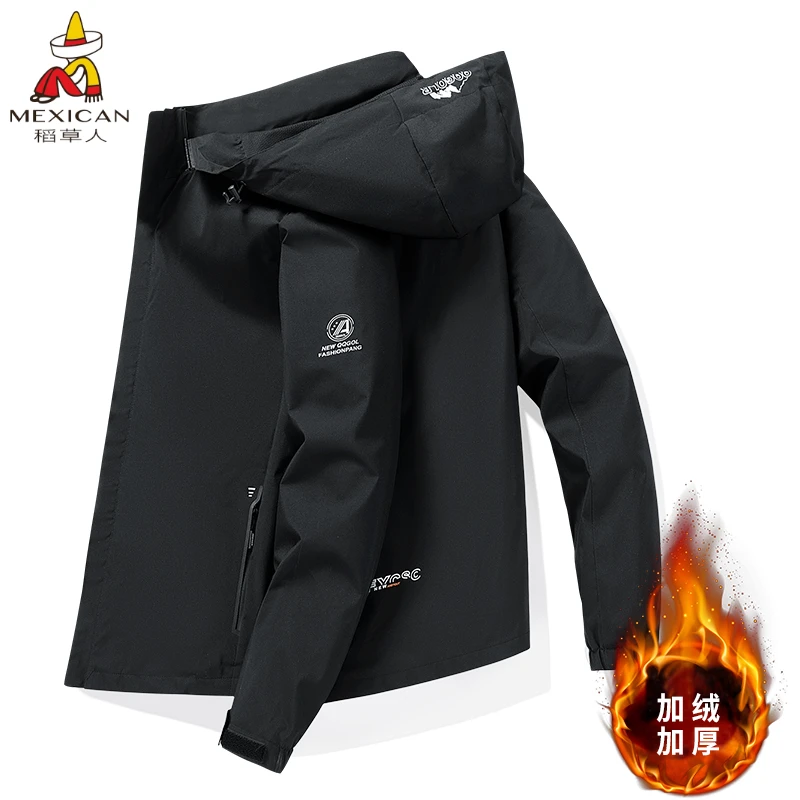 稻草人加绒保暖冲锋衣防风防水户外登山服休闲百搭夹克男士外套