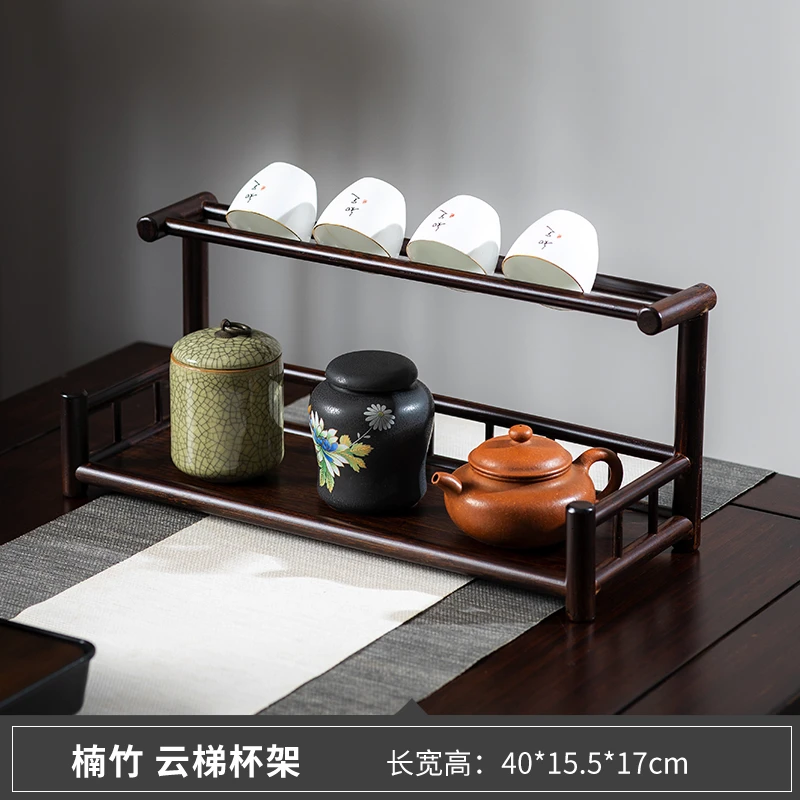 春怡沥水杯架壶架茶杯架复古茶具收纳茶壶茶叶摆放置物架新中式