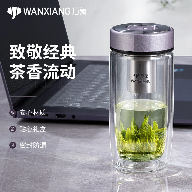 万象双层鹅蛋玻璃杯小容量隔热杯子男高档车载礼盒水杯便携茶杯女