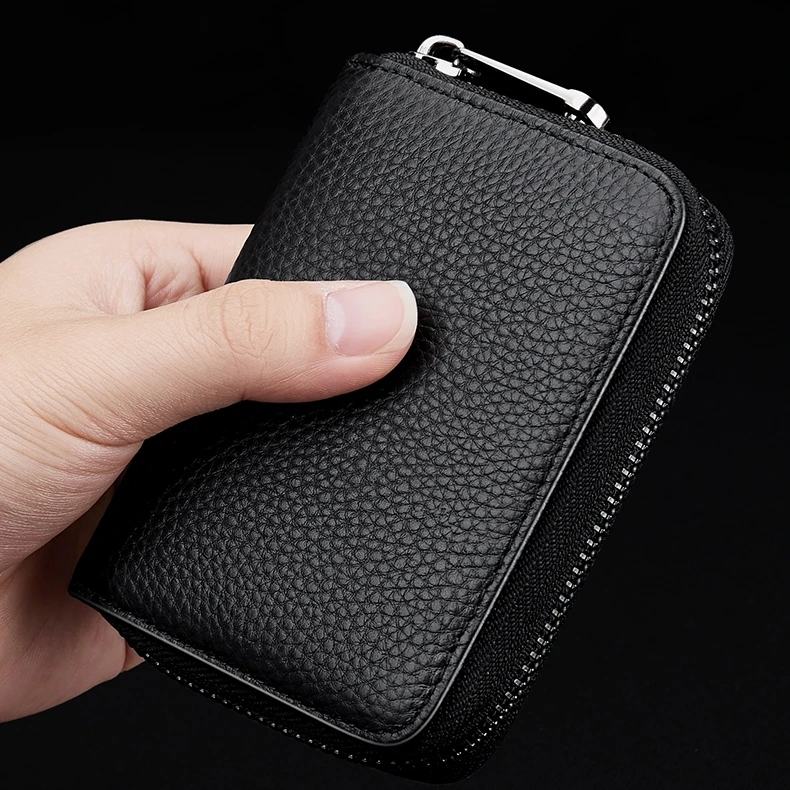 真皮卡包男防消磁防盗刷卡套女式多卡位卡夹拉链款信用证件卡片包