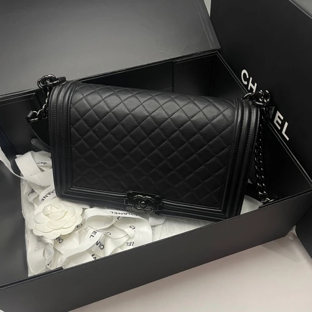 95新 Chanel/香奈儿 艾瑟尔奢品/so black新中号单肩包/0909