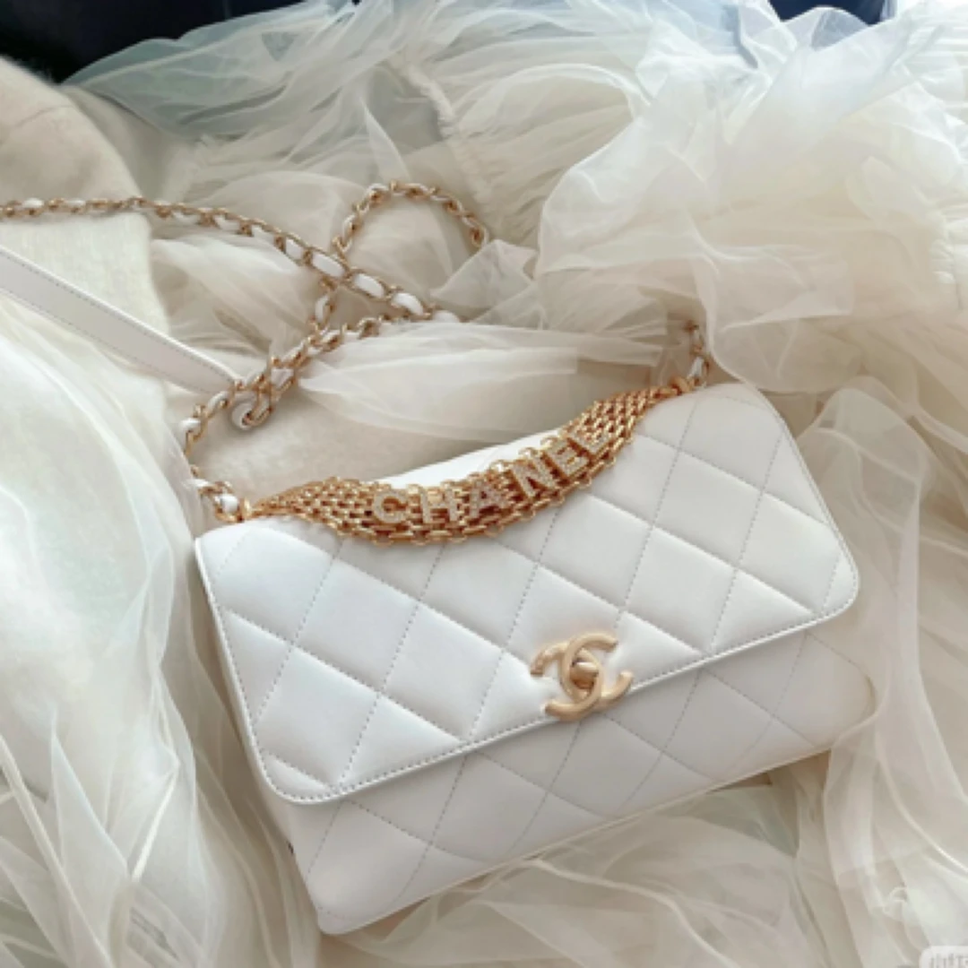 99新 Chanel/香奈儿 艾瑟尔奢品/22s字母水钻链条方胖子/芯片XJT0