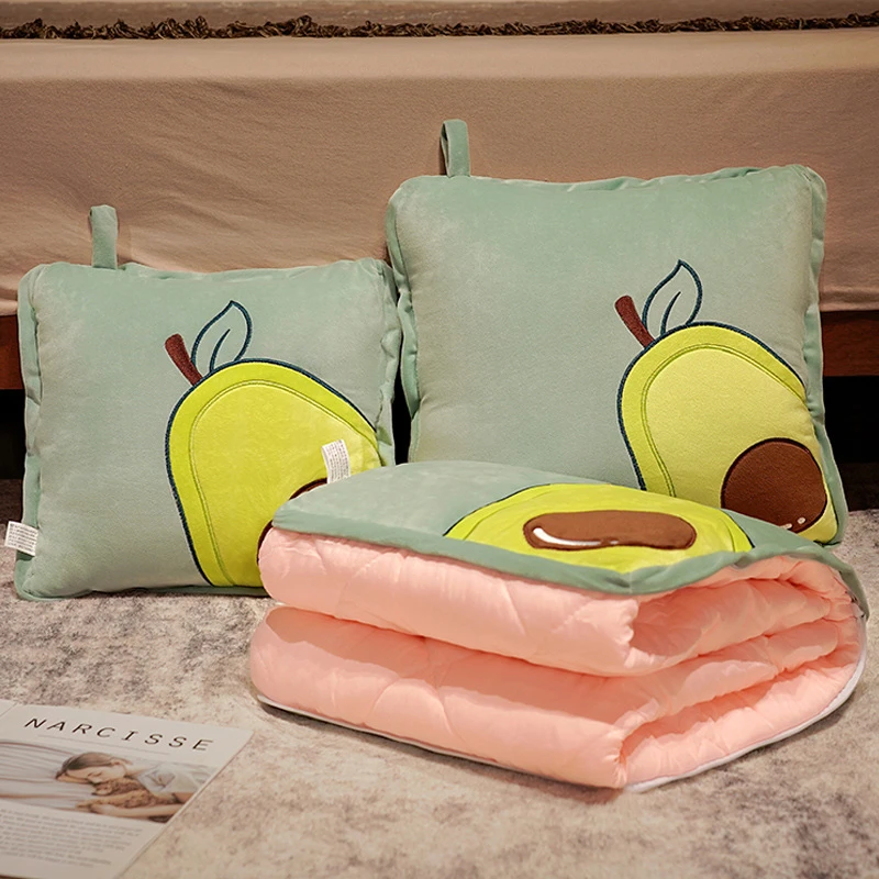 卡通女生抱枕被子两用办公室午睡枕头毯子折叠二合一沙发车内靠枕