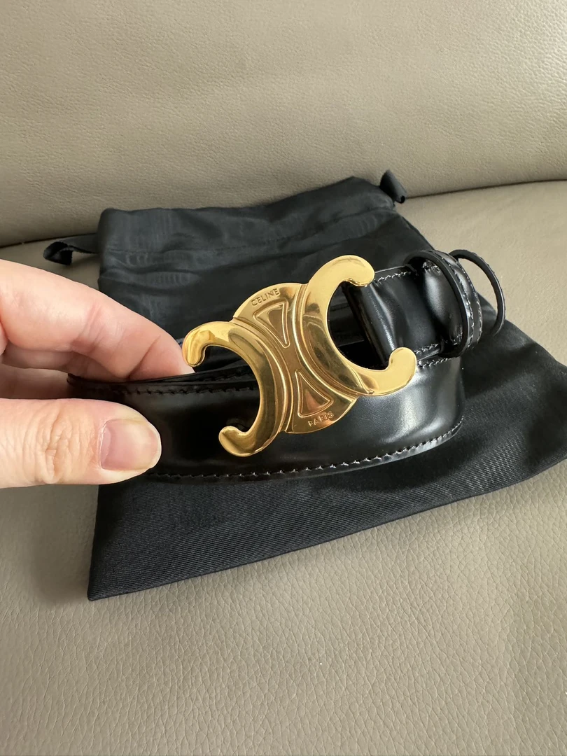 全新未使用 Celine/思琳 Celine 黑金2.5cm腰带