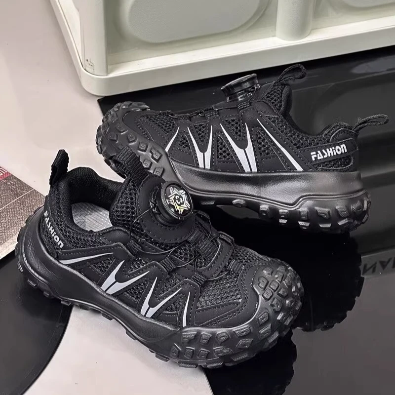 2024夏季新款儿童单网运动鞋时尚旋转扣男童女童休闲轻便跑步鞋子