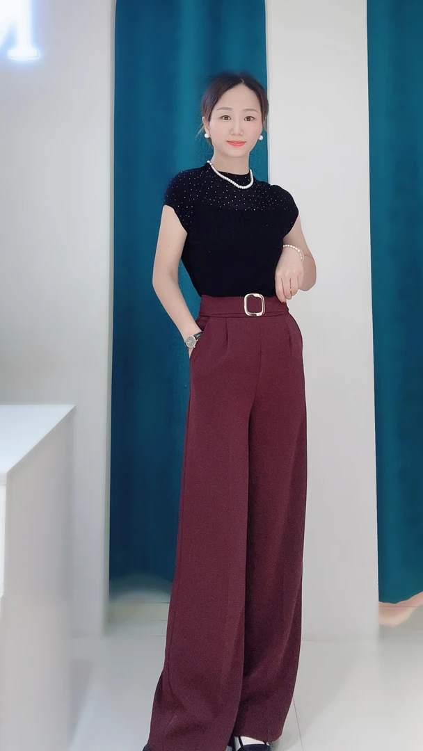 2024秋季西装裤中时尚腰西装裤显瘦百搭垂感阔腿宽松西装直筒裤