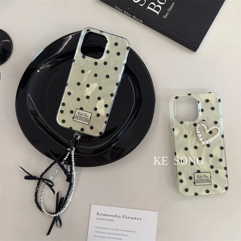 ins简约爱心波点适用苹果15promax手机壳14pro小众13创意12防摔11