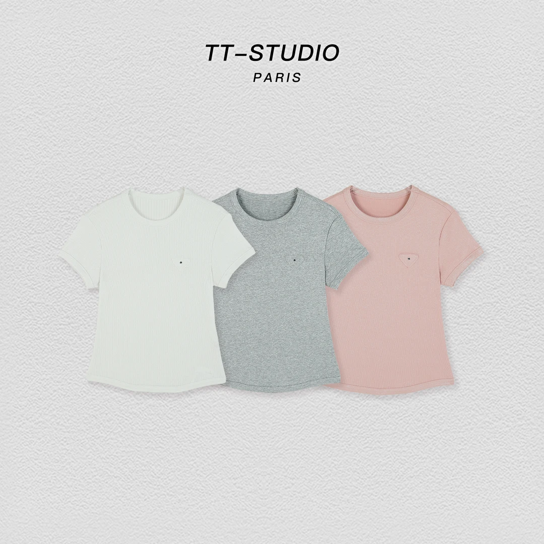 MCOMINILIVES「闪粉T」薄荷曼波纯色打底衫短袖上衣T恤女TT33257