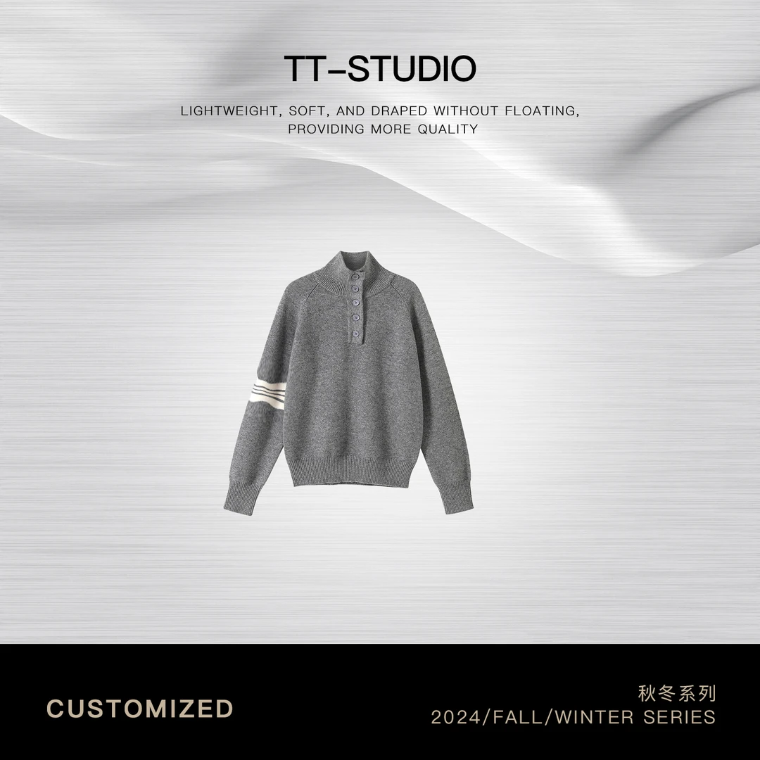 TT「T&B毛衣」100%美丽诺绵羊毛纯色针织毛衣TT-XM6966