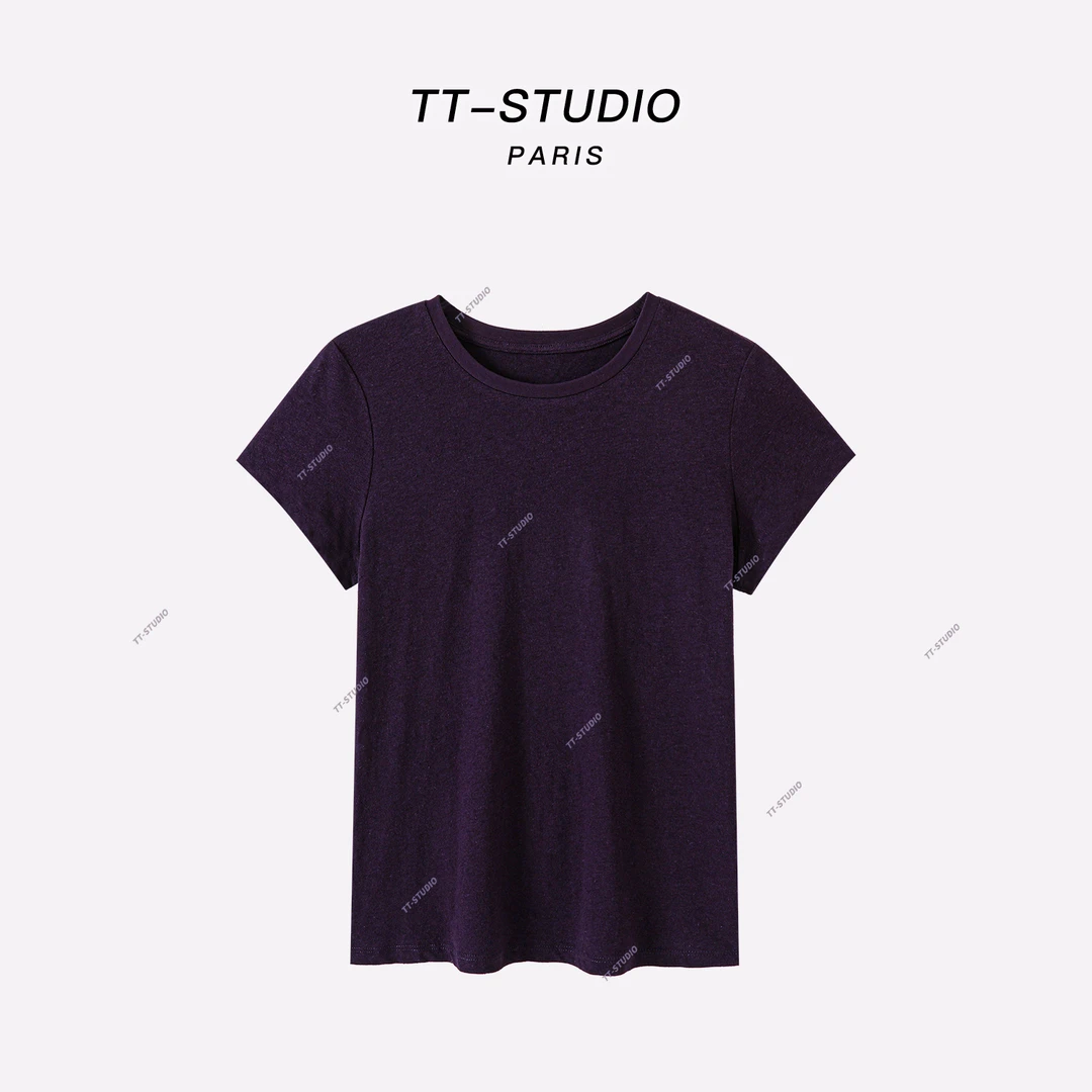 MCOMINILIVES①「简约T」亚麻+棉夏季新款休闲纯色短袖T恤TT-9430