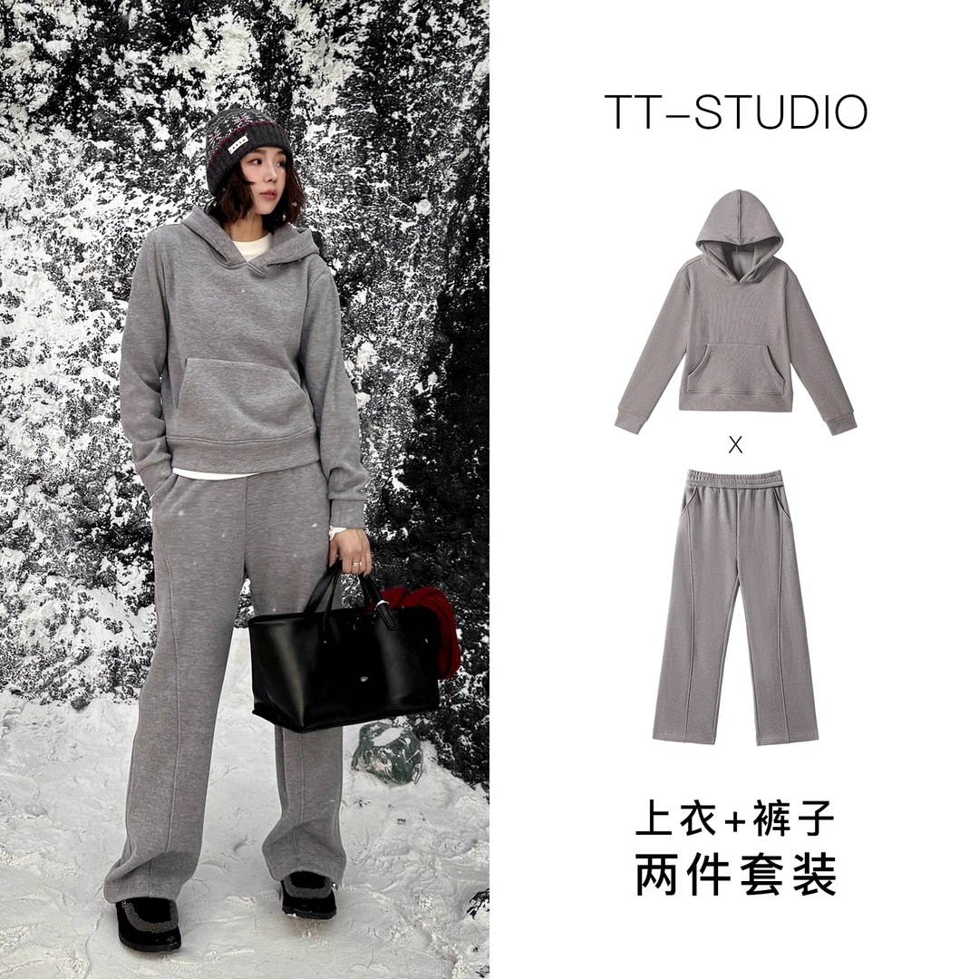 MCOMINILIVES「保命服」美丽诺绵羊毛亲肤软糯加绒加厚风套装TT-852