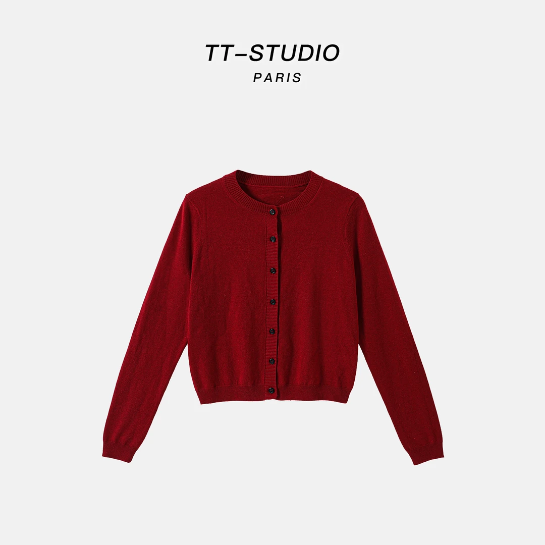 MCOMINILIVES「小红」扬子纱高织气质长袖针织衫毛上衣开衫TT-SH036