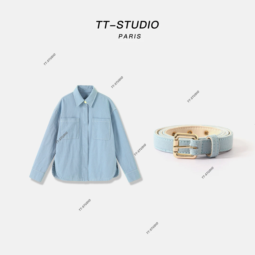 MCOMINILIVES①「冰川蓝」100%棉春夏新款衬衣外套TT-W217