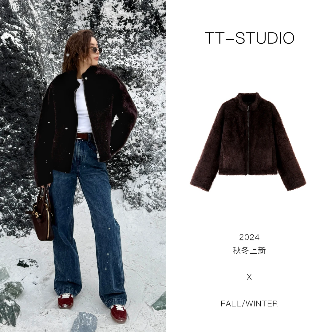 TT「珍藏」土耳其进口绵羊毛拉贡皮毛一体高定皮草外套TT-JF8335